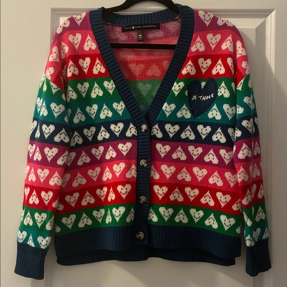 Kerri Rosenthal x Aqua Rainbow Heart Grandpa Button-Down Cardigan - Picture 6 of 12